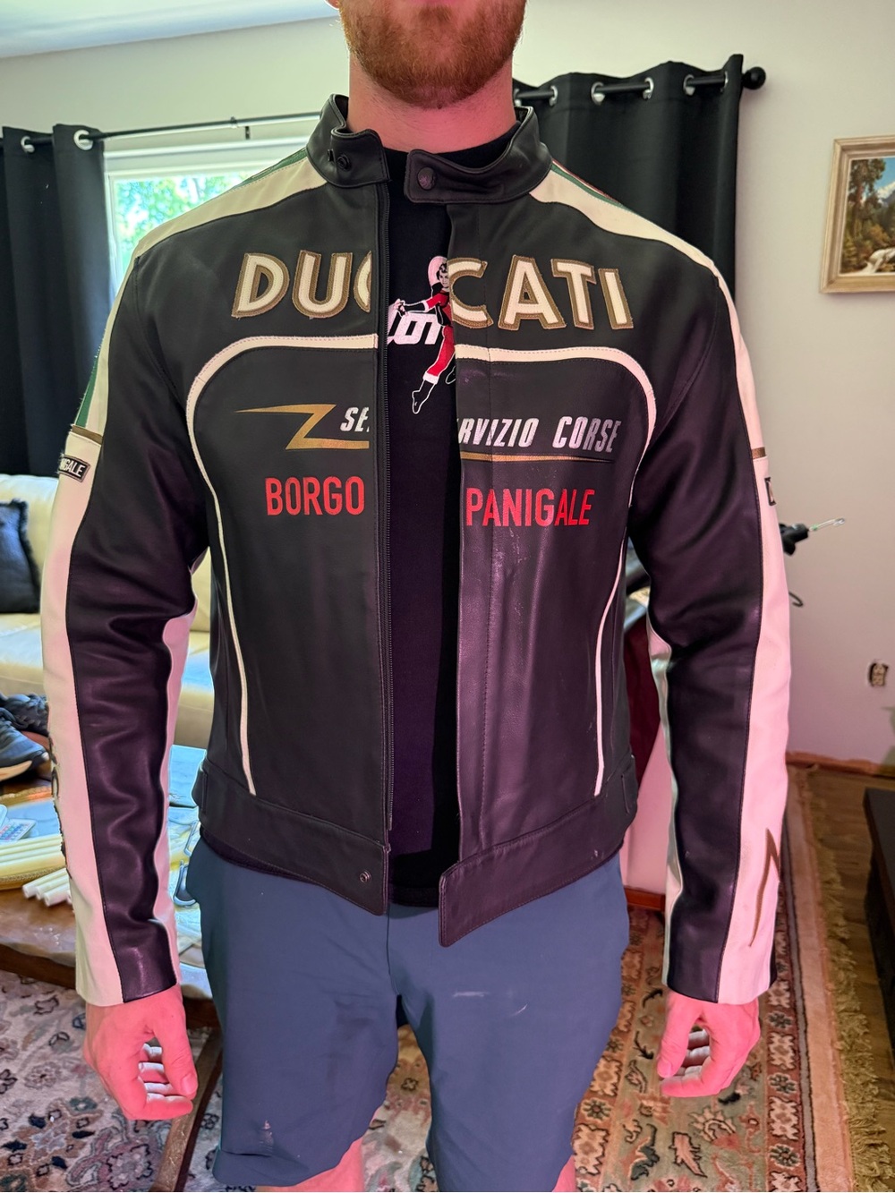 Ducati Black & White Leather Racing Bomber Jacket